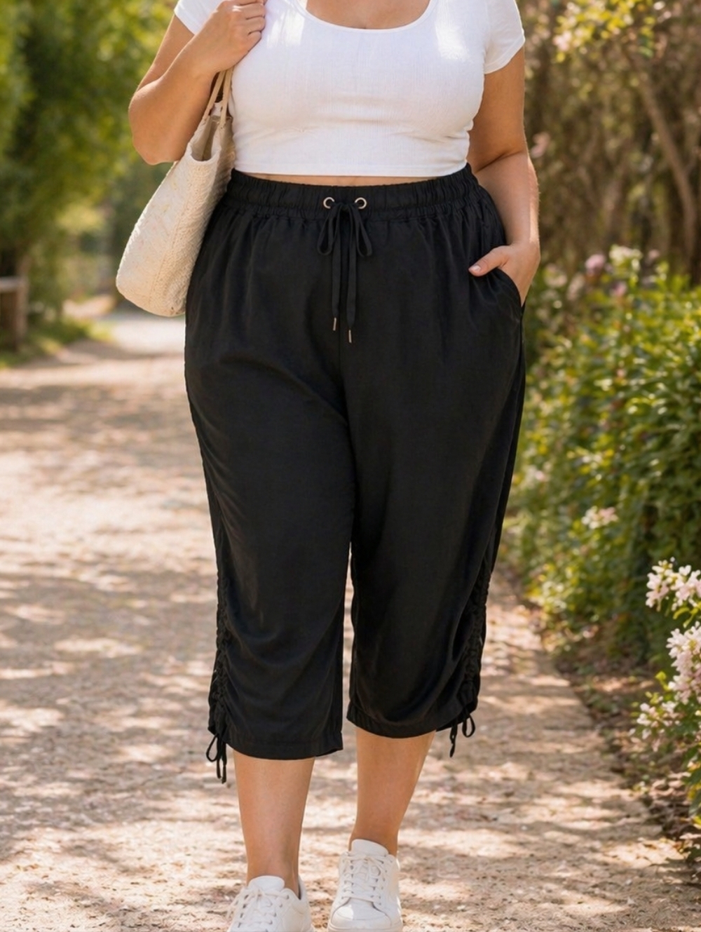 Active Zone Oversized Black Athletic Pants | Drawstring Waist Relaxed Fit Jogger